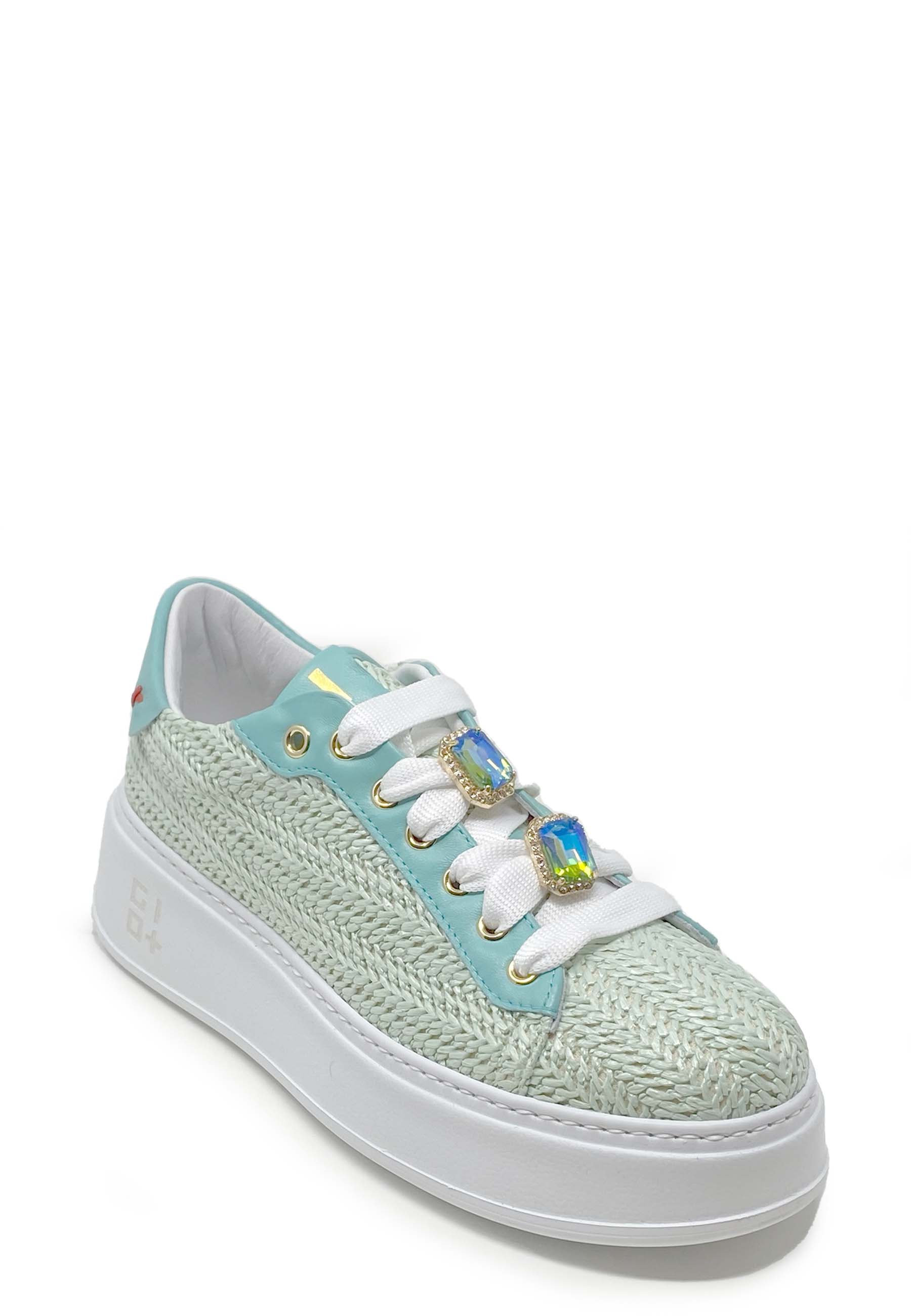 Pia Sneaker | Raffia Acqua