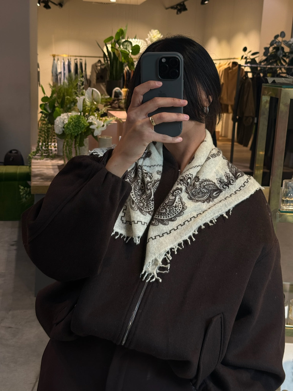 Paisley Kaschmir Tuch | Offwhite Choco