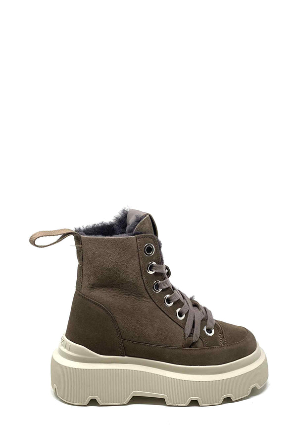 35203 Hightop Sneaker | Dark Taupe Shearling