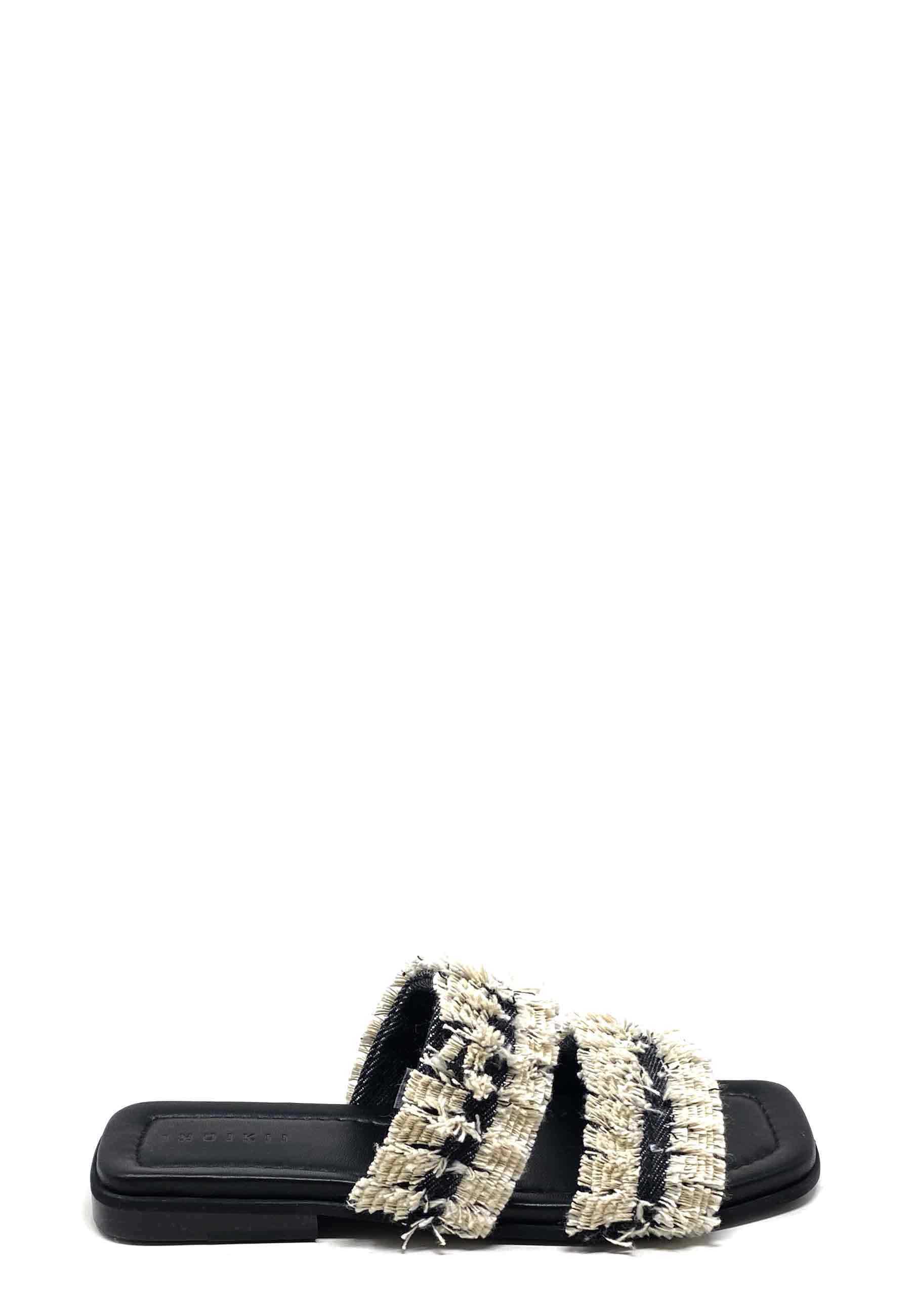 Frynsede jeans mules | Sort
