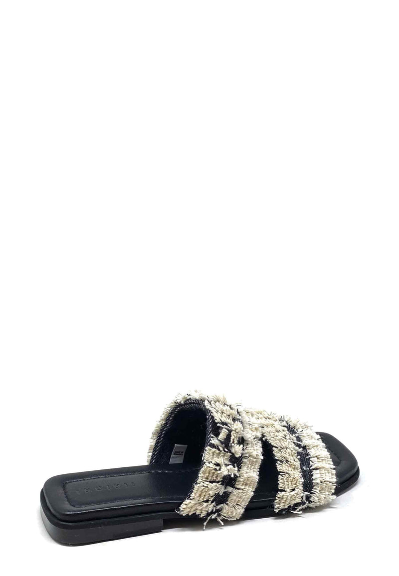 Fringes jeans mules | Black