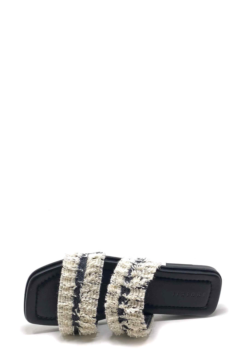 Fringes jeans mules | Black