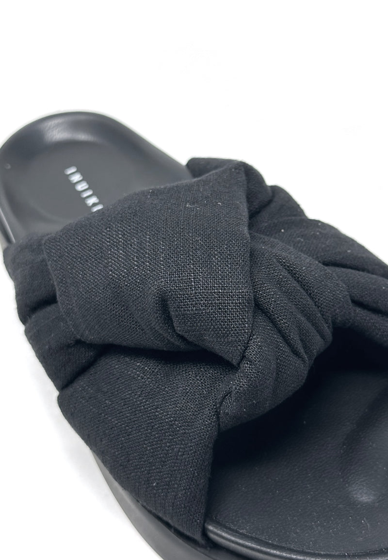 70104 Linen Knot Pantolette | Black