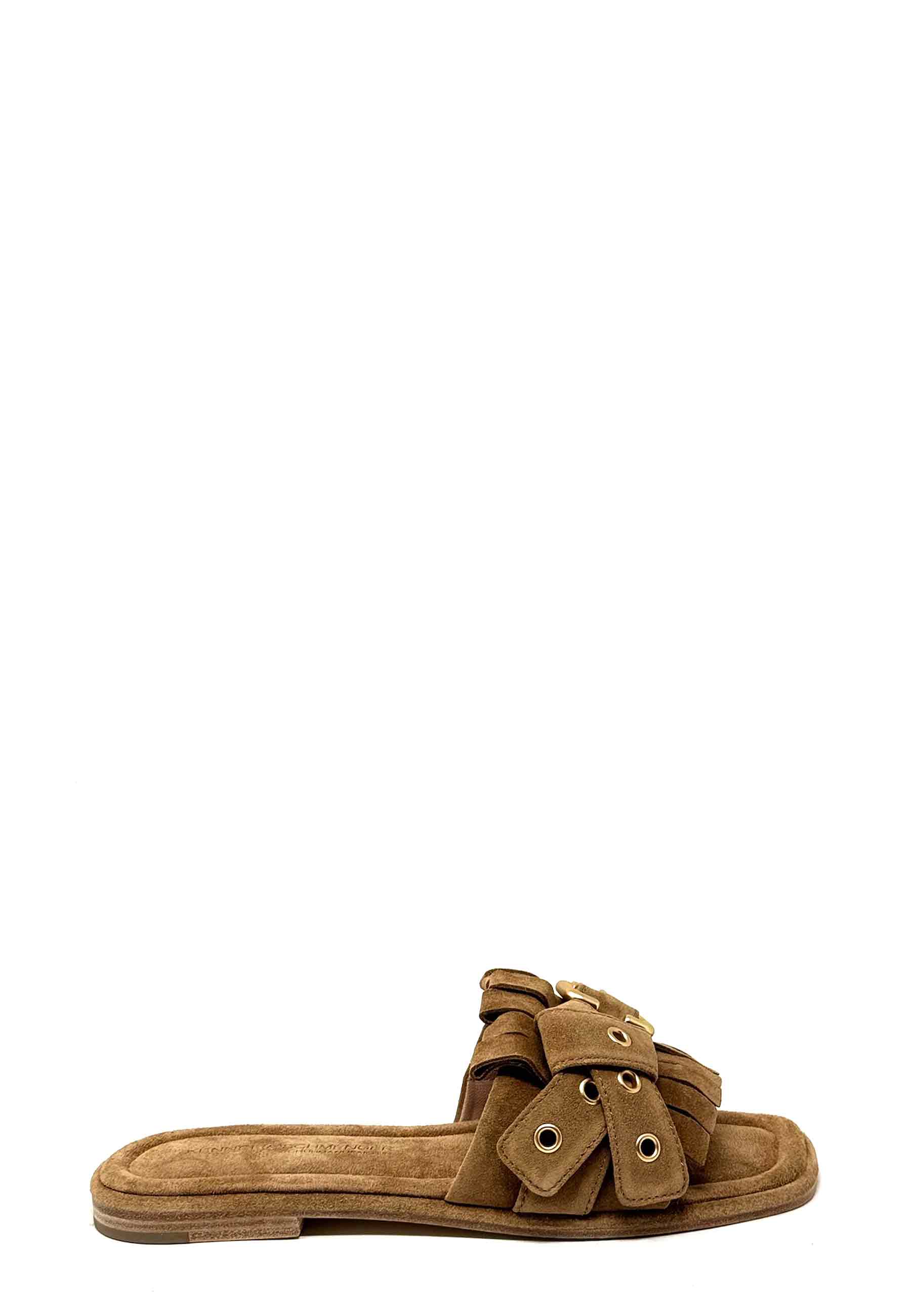 Lya Pantolette | Golden Brown Gold Suede