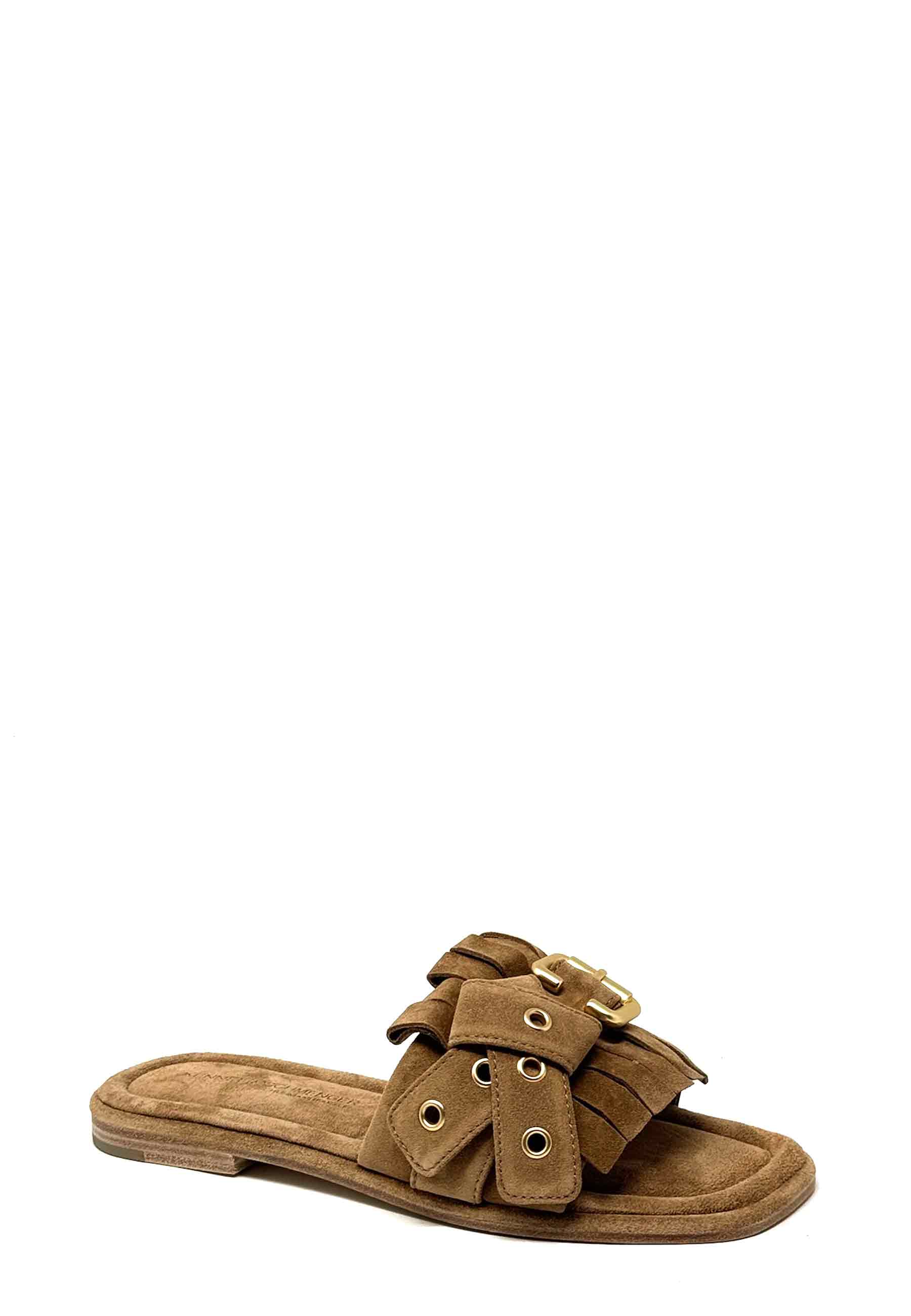 Lya Pantolette | Golden Brown Gold Suede