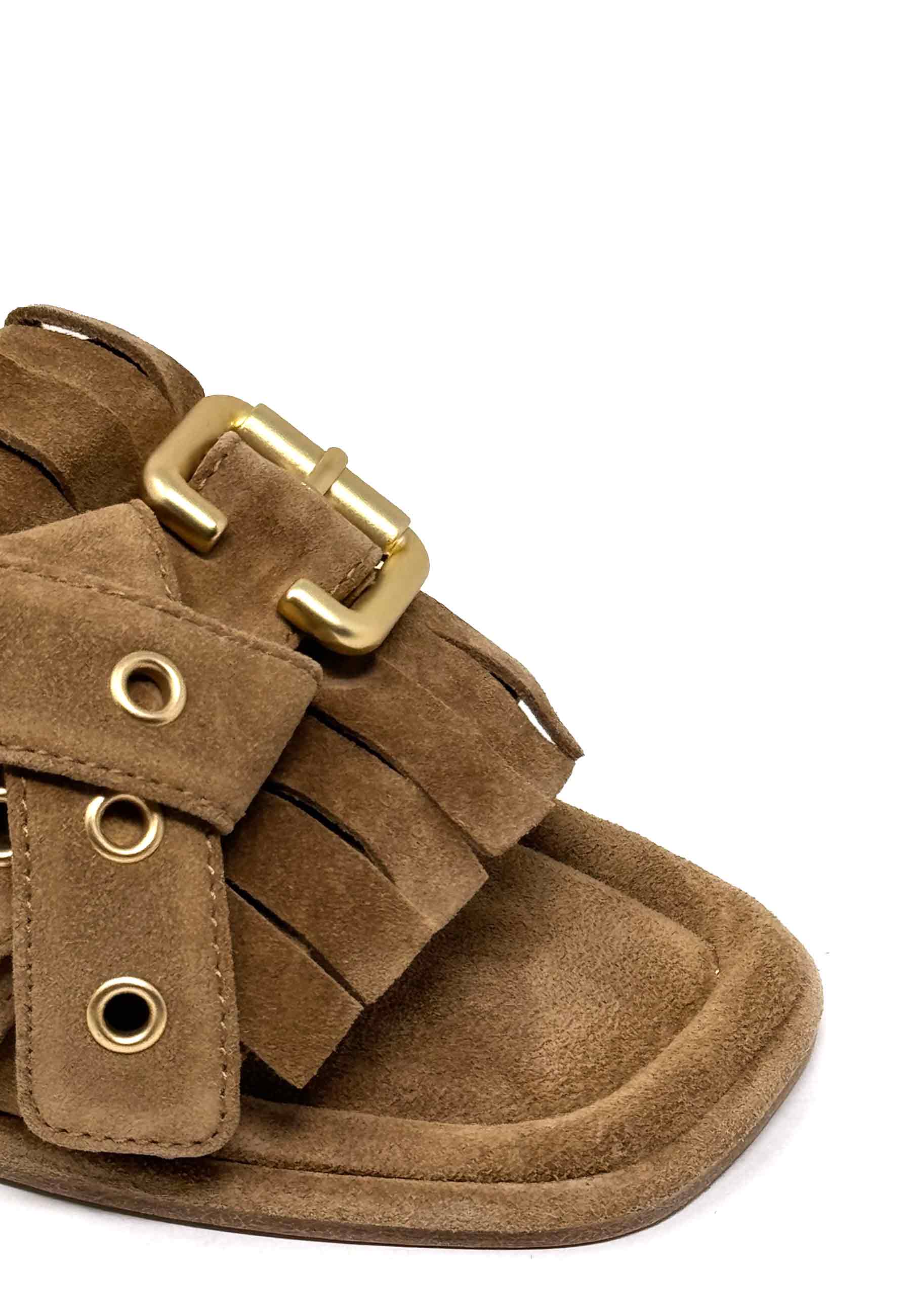 Lya Pantolette | Golden Brown Gold Suede