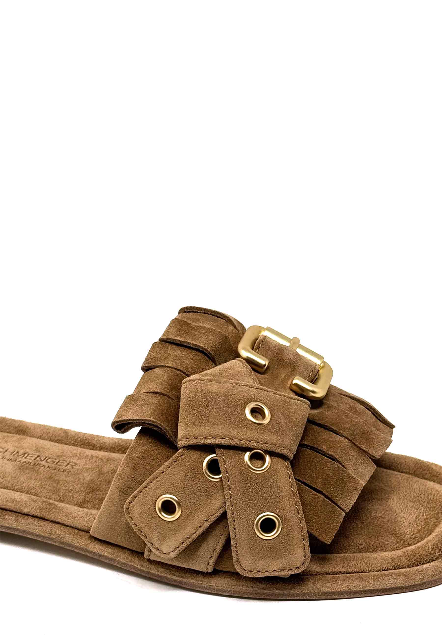 Lya Pantolette | Golden Brown Gold Suede