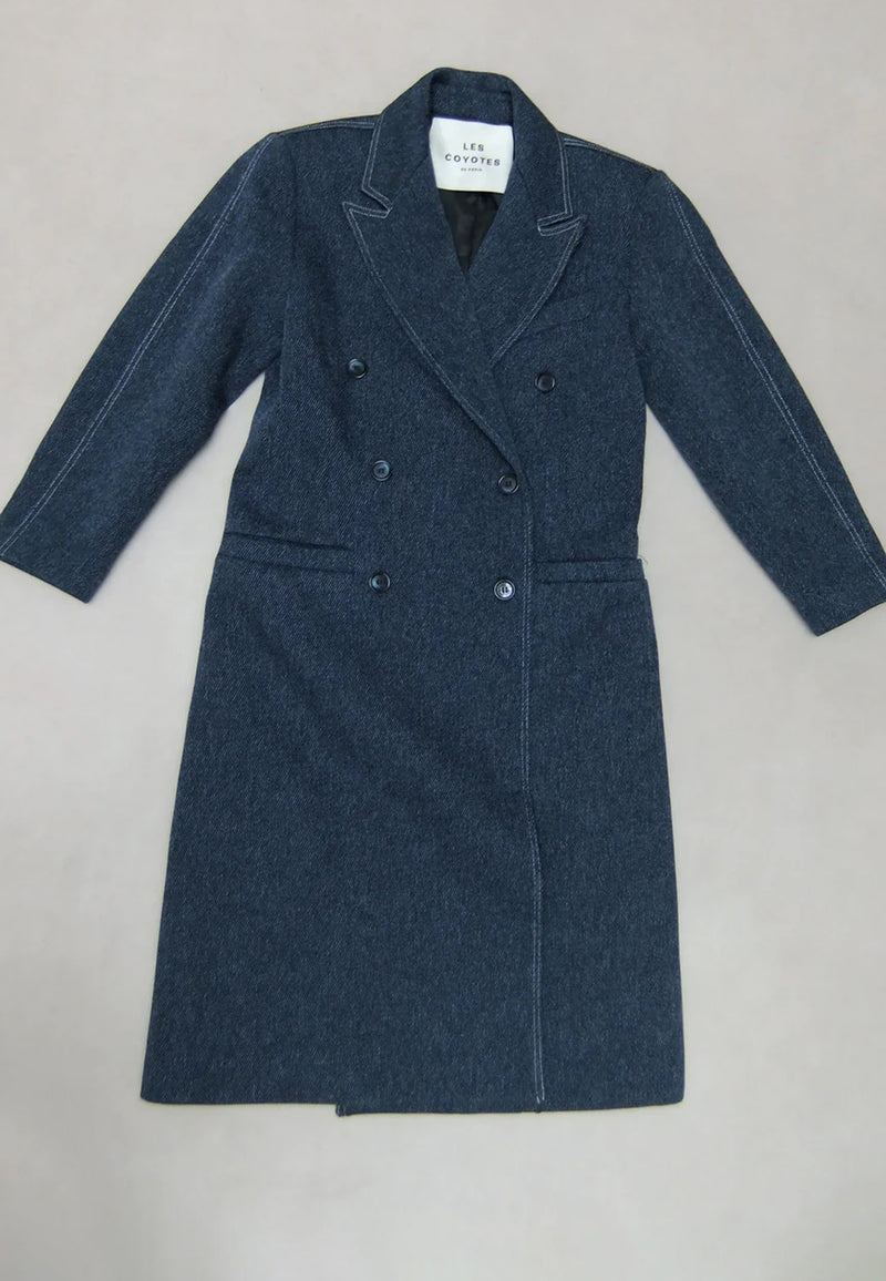 10-008 oversized coat | Indigo melange