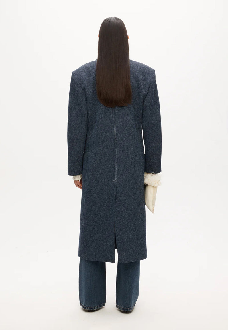 10-008 oversized coat | Indigo melange