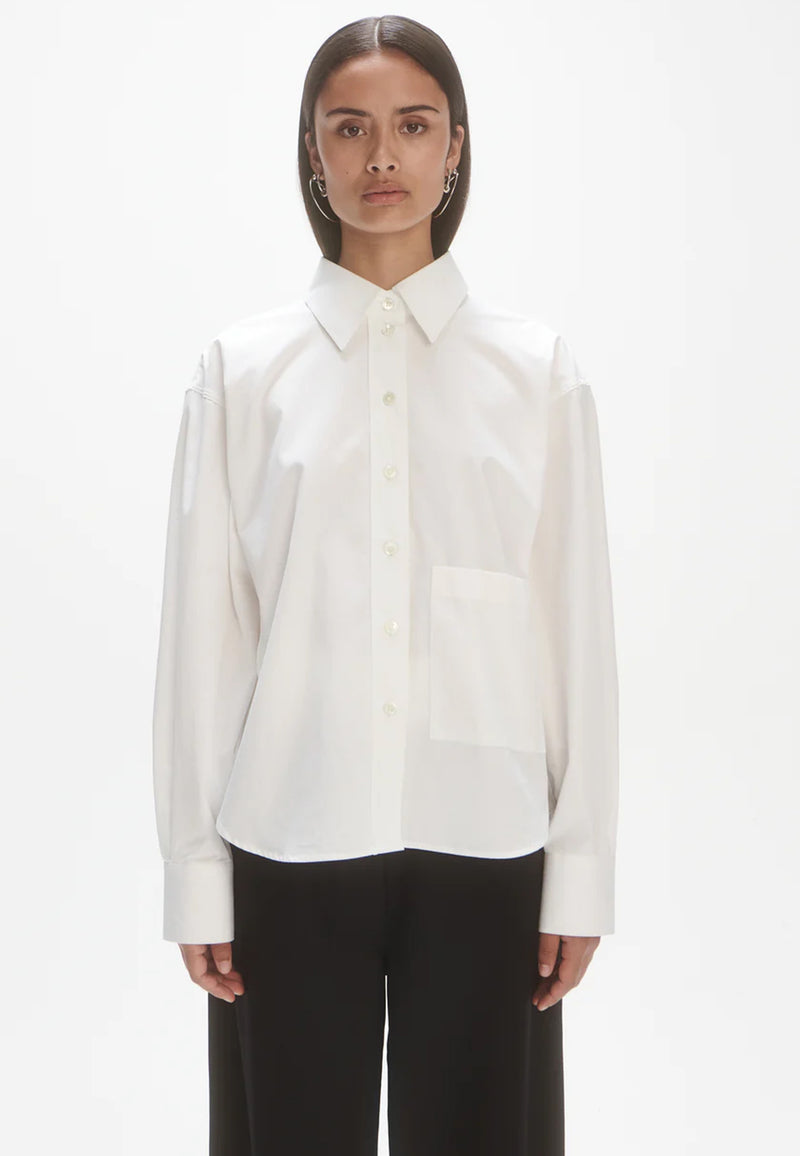 skjorte med dobbelt krave | hvid
