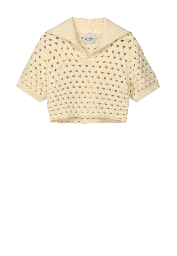 Knitted Short Sleeve Poloshirt | Eggshell