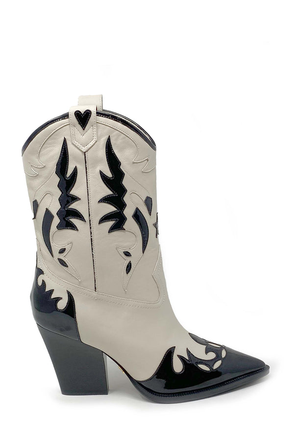 297T10BK cowboy boot | White