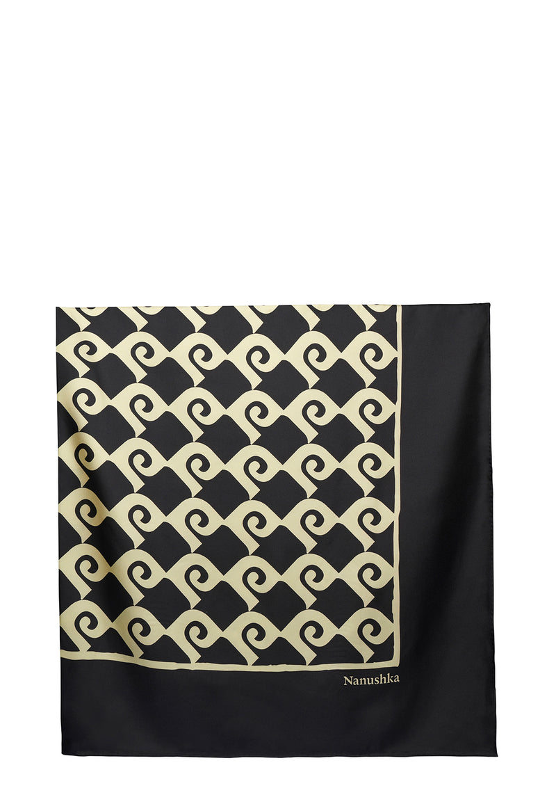 Miani Silk Scarf | Black Moonbeam Diamond Check