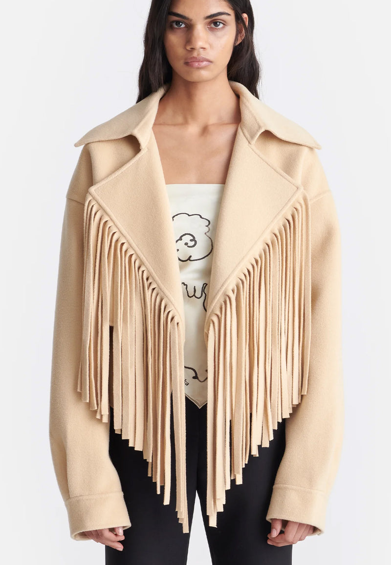 Ticia fringe jacket | cream