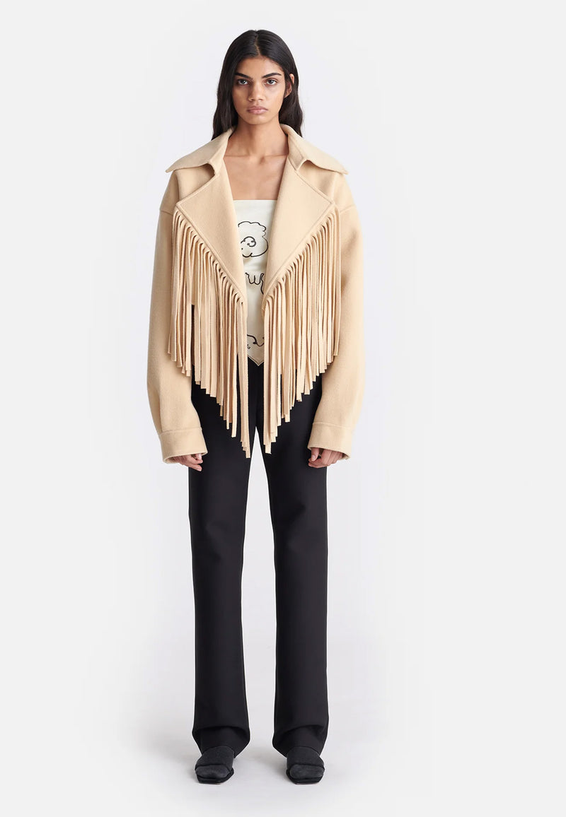 Ticia fringe jacket | cream