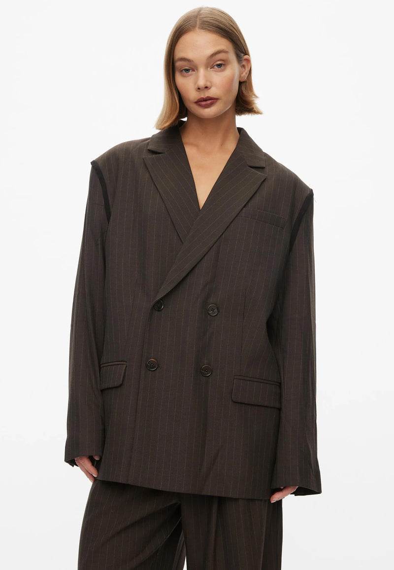 Bonnie Blazer | Dark Brown Pinstripe