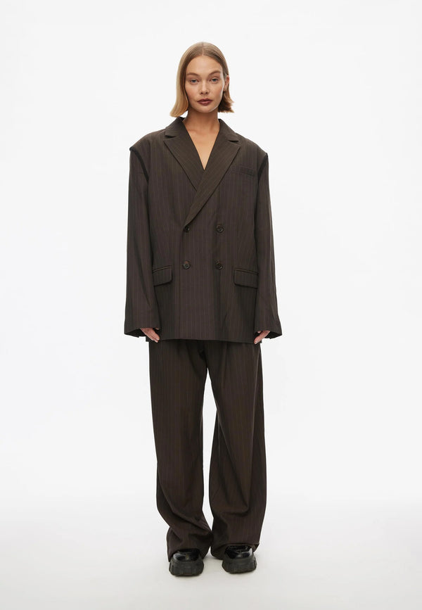 Bonnie Blazer | Dark Brown Pinstripe