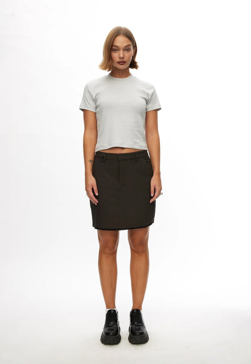 Bonnie mini skirt | Dark Brown Pinstripe