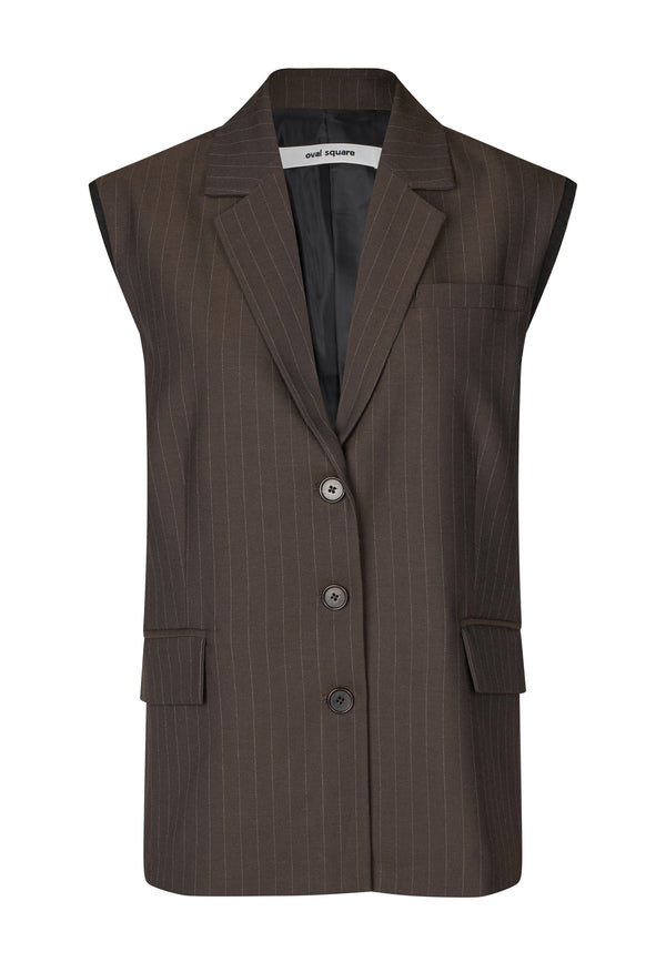 Bonnie Vest | Dark Brown Pinstripe