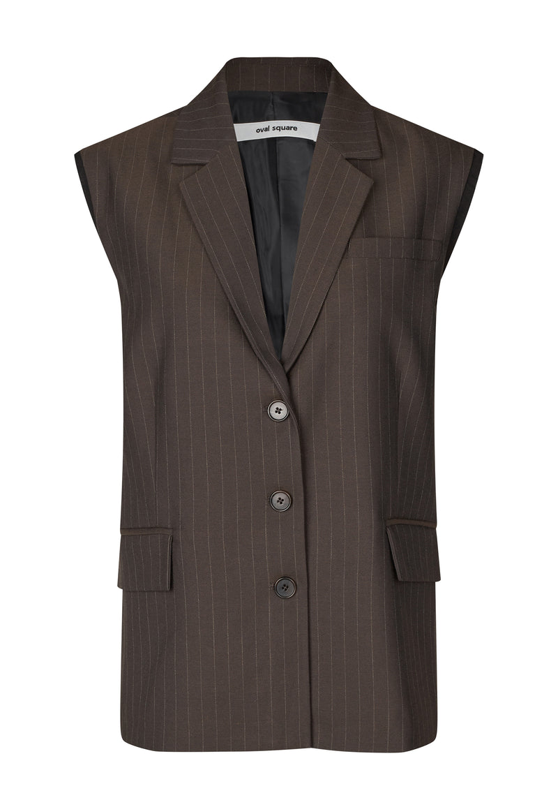 Bonnie Weste | Dark Brown Pinstripe