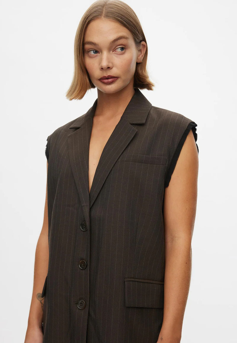 Bonnie Weste | Dark Brown Pinstripe