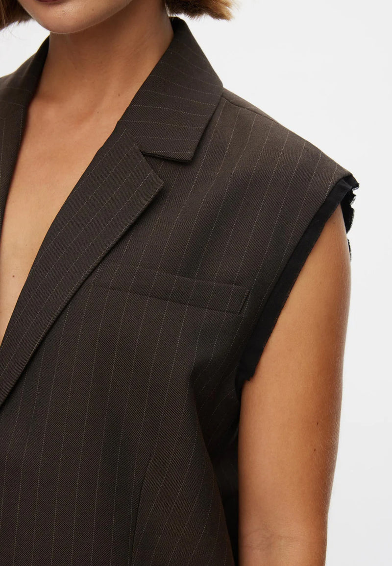 Bonnie Weste | Dark Brown Pinstripe