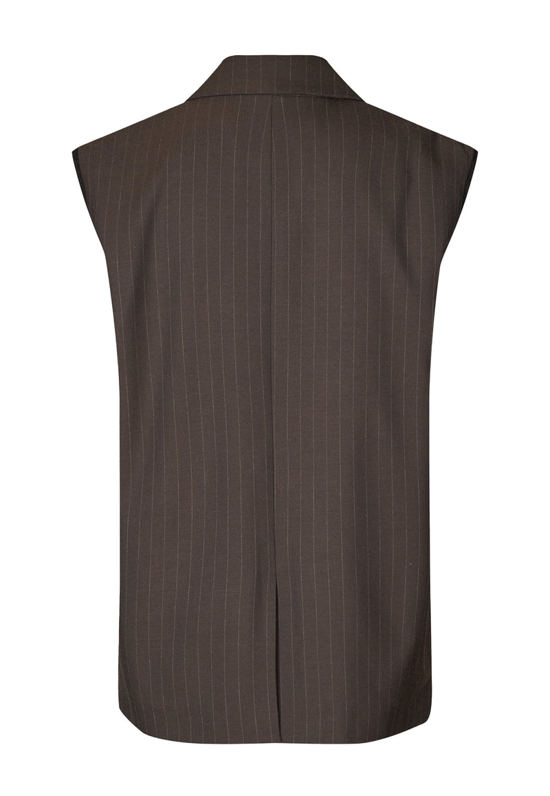 Bonnie Vest | Dark Brown Pinstripe