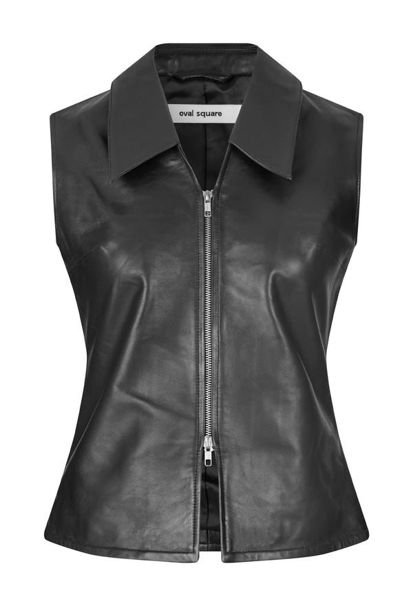 Deep Leather Vest | Black