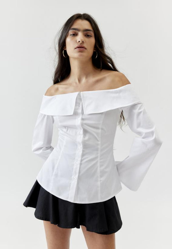 Rosy Offshoulder Bluse | White
