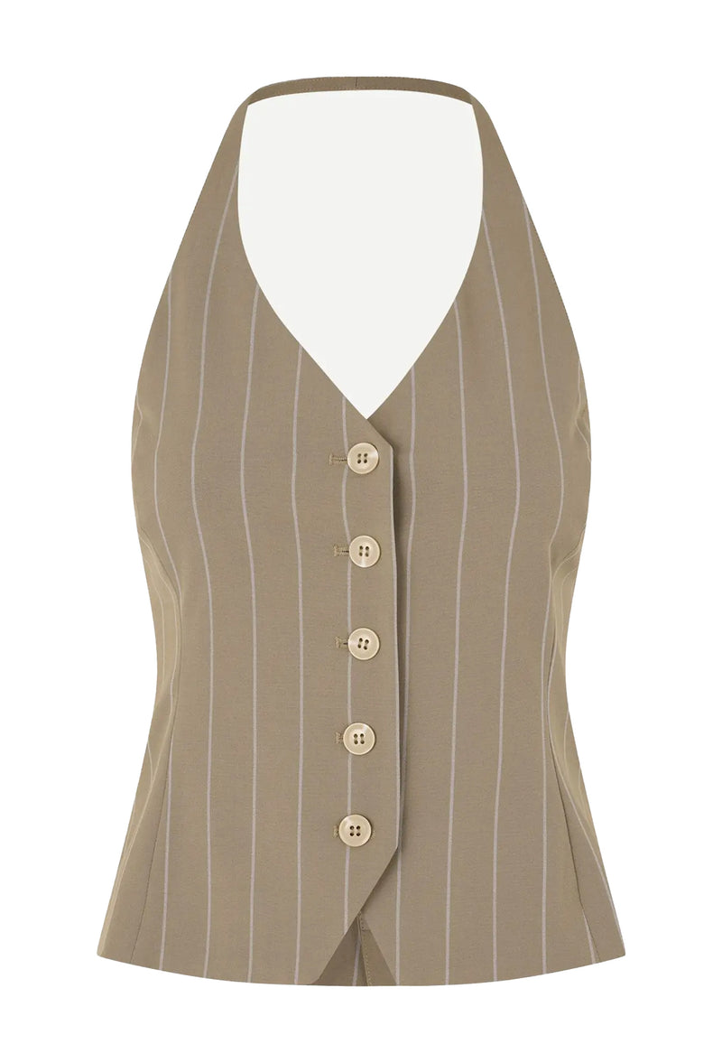 Saneem Vest | Greige Stripes