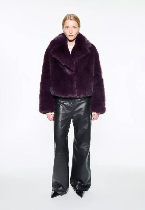 Samara Faux Fur Jacke | Dark Plum