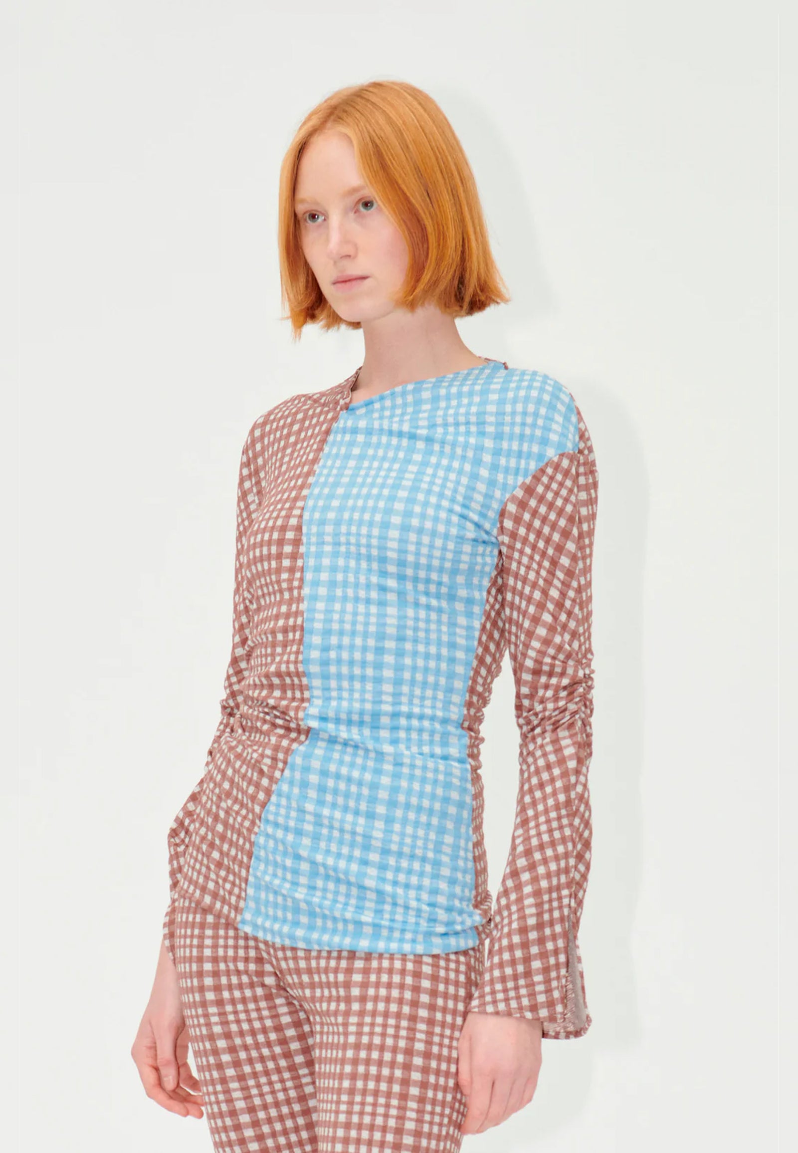 Stine Goya | Clementine Long Sleeve | Brown Check – ingla
