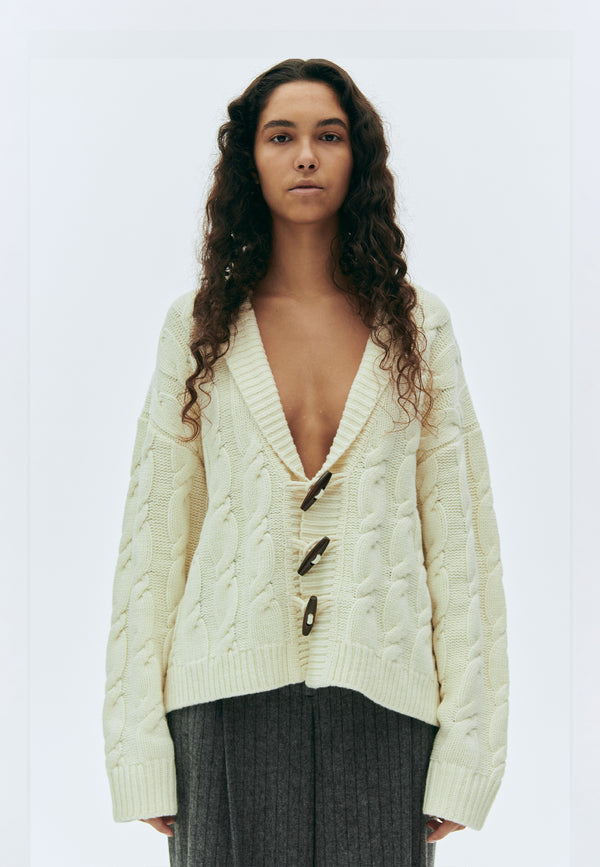 Como Cable Cardigan | Ivory