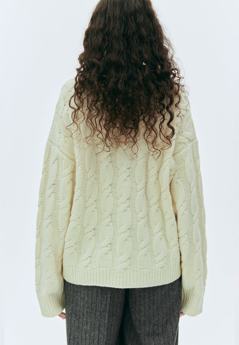 Como Cable Cardigan | Ivory