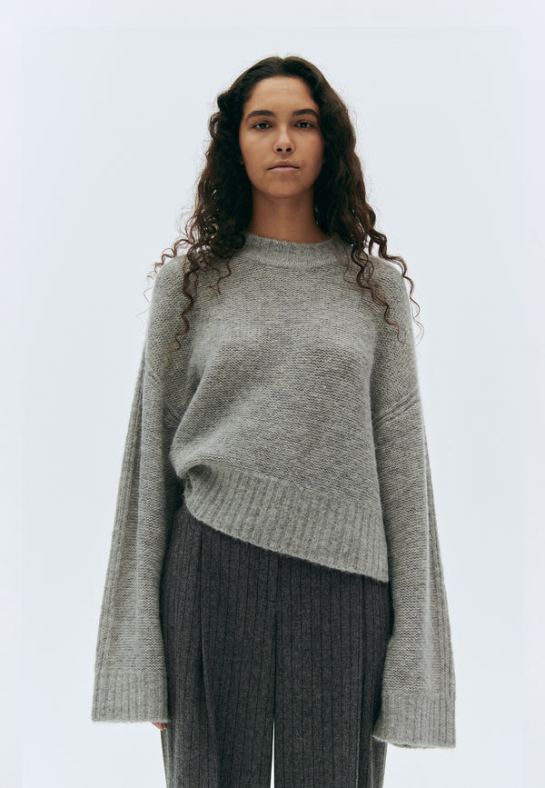 Margrethe Slit Sweater | Smoke