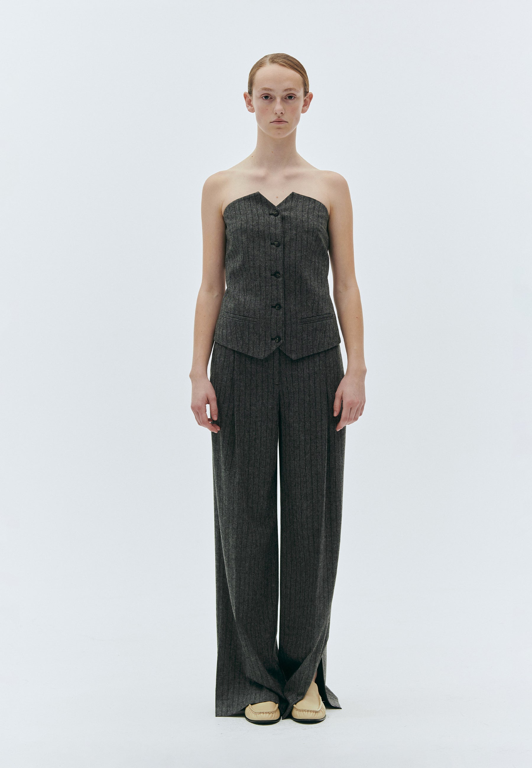 Tilda Tube Top | Grey Black Stripes