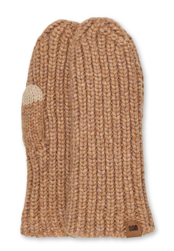 Chunky Rib Mitten Gloves | Camel