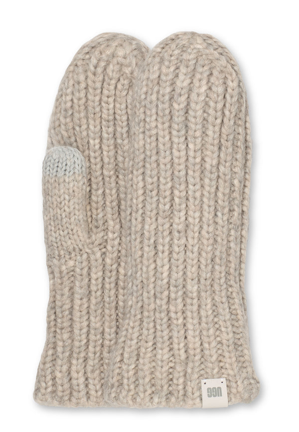 Chunky Rib Mitten Gloves | Light Grey