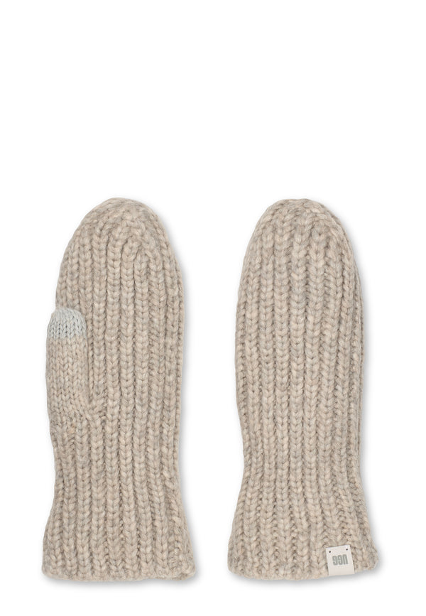 Chunky Rib Mitten Handschuh | Light Grey