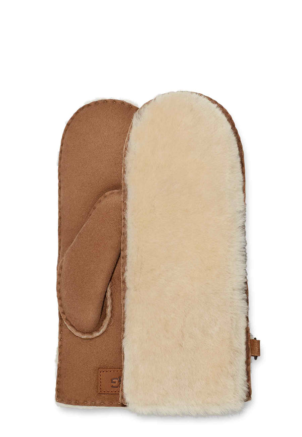 Exposed Sheepskin Mitten Handschuh | Chesnut