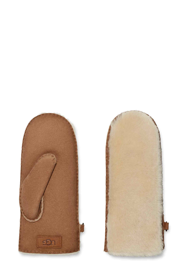 Exposed Sheepskin Mitten Gloves | Chesnut