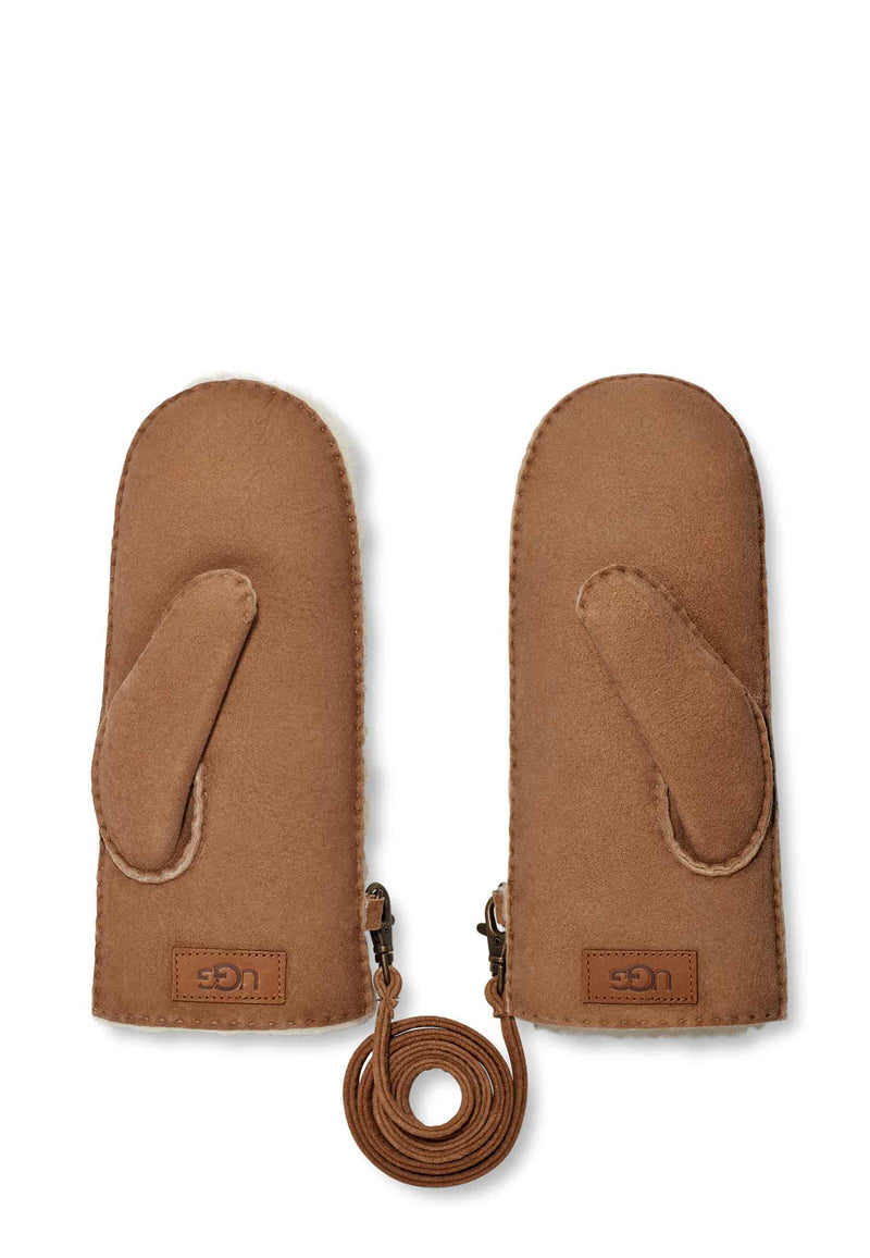 Exposed Sheepskin Mitten Handschuh | Chesnut