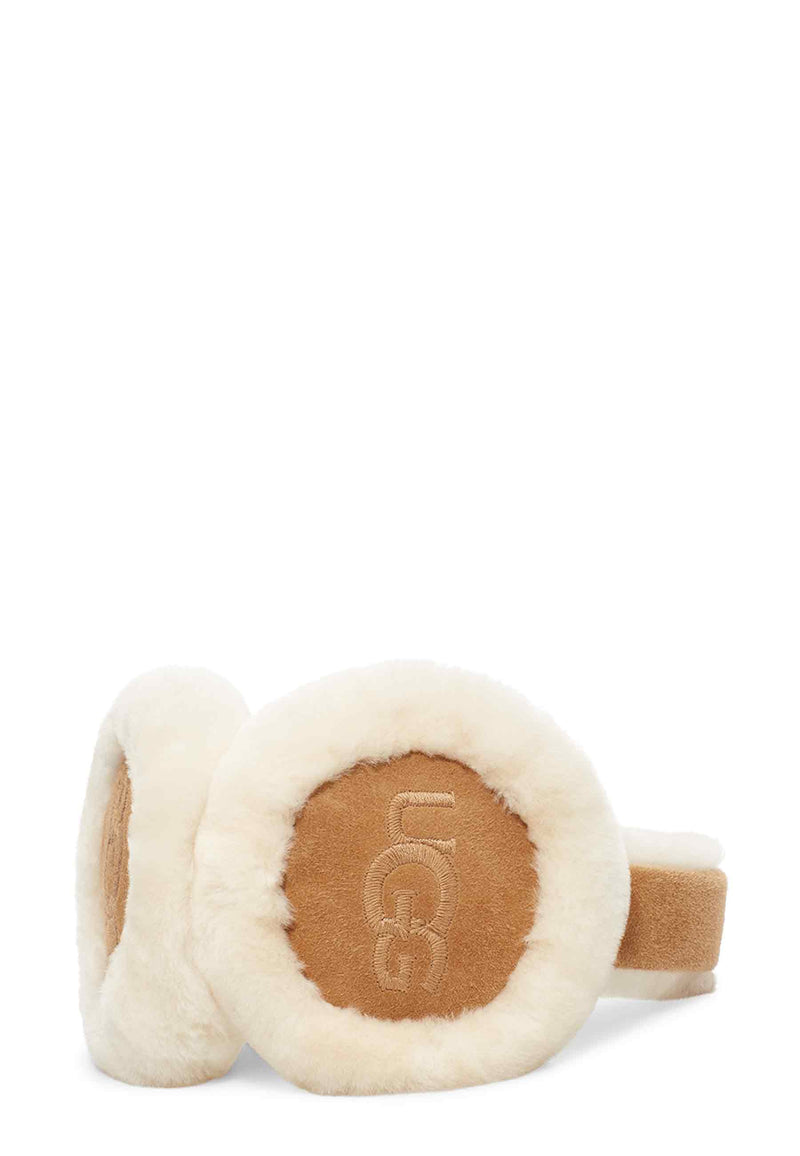 Sheepskin Embroidery Earmuffs | Chestnut