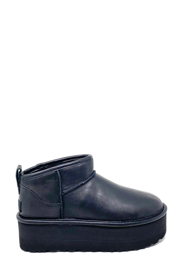 Classic Ultra Mini Platform Boot | Black Leather