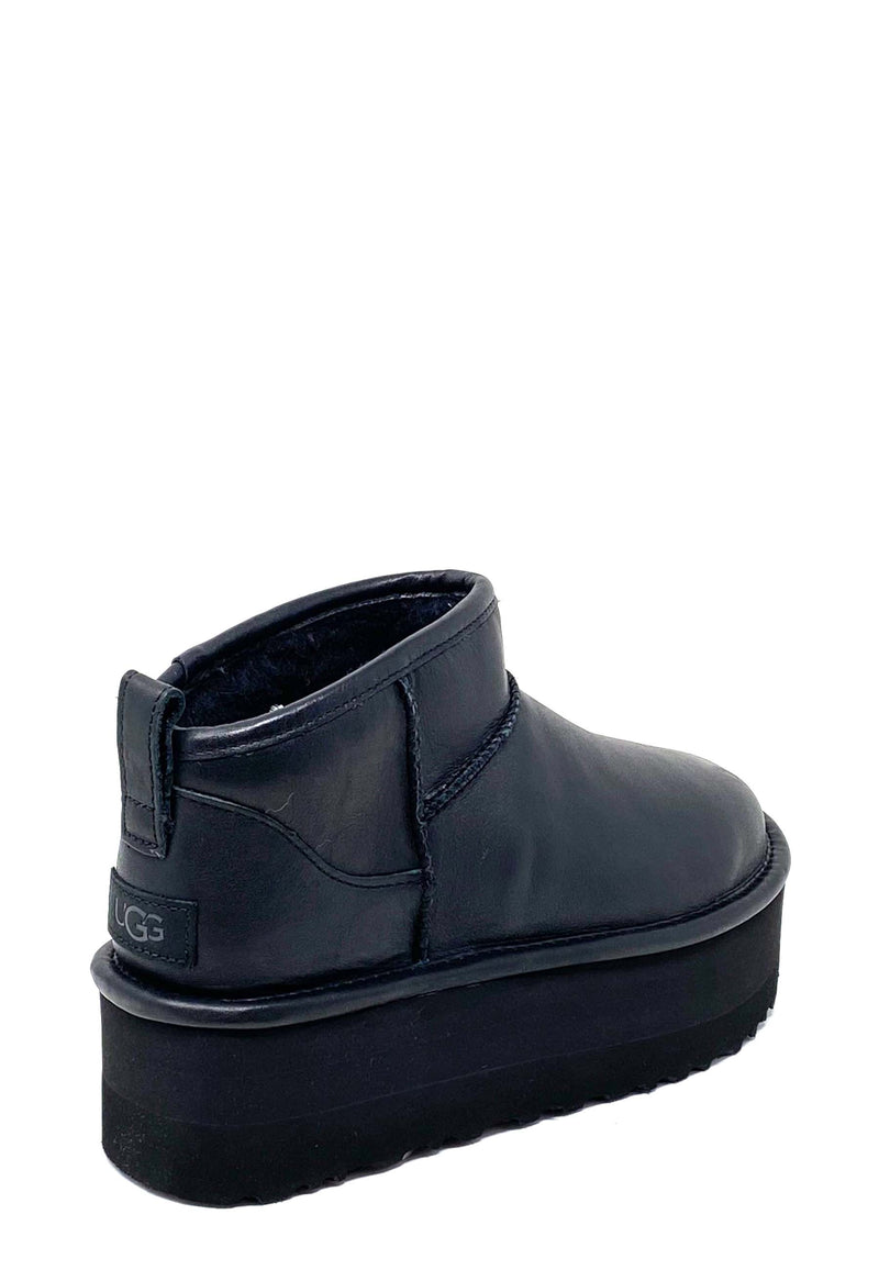 Classic Ultra Mini Platform Boot | Black Leather