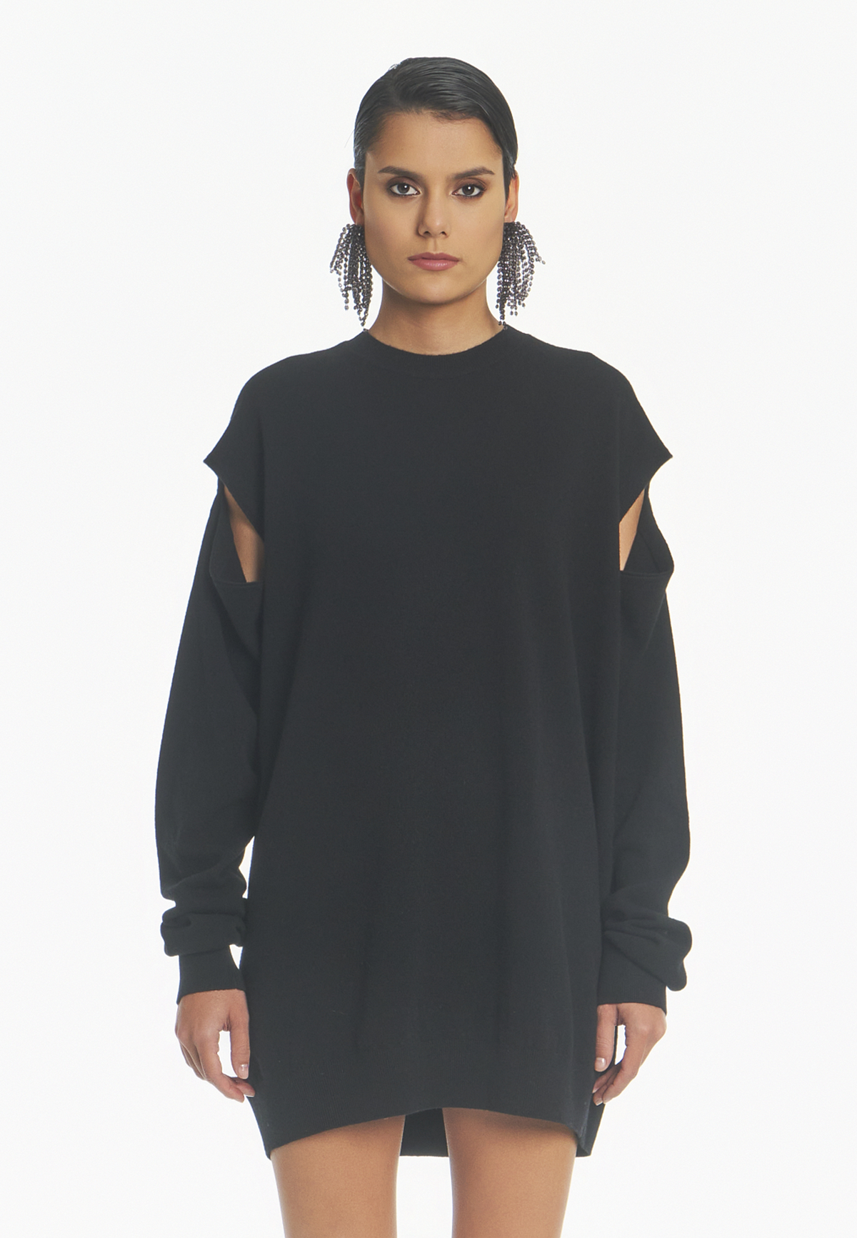 Asleeve Cut Out Pullover | Nero