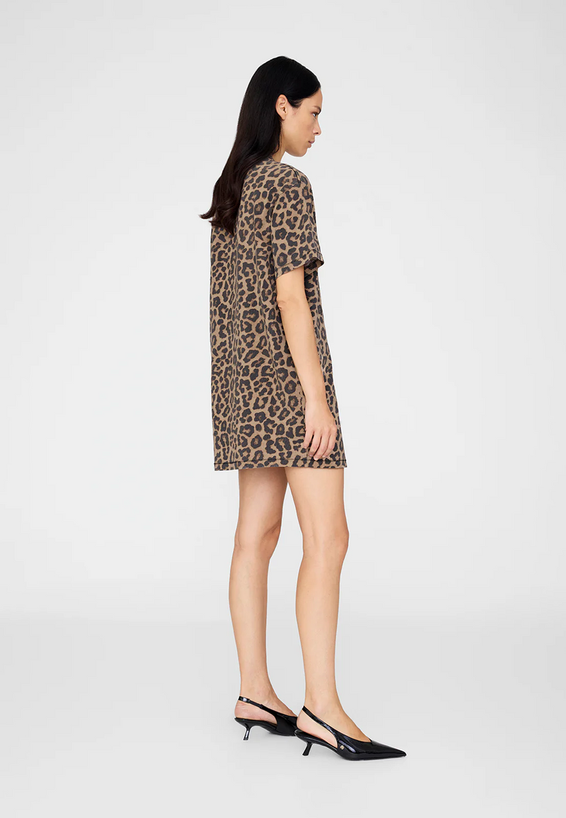 Beth Mini Kleid | Black Brown Leopard