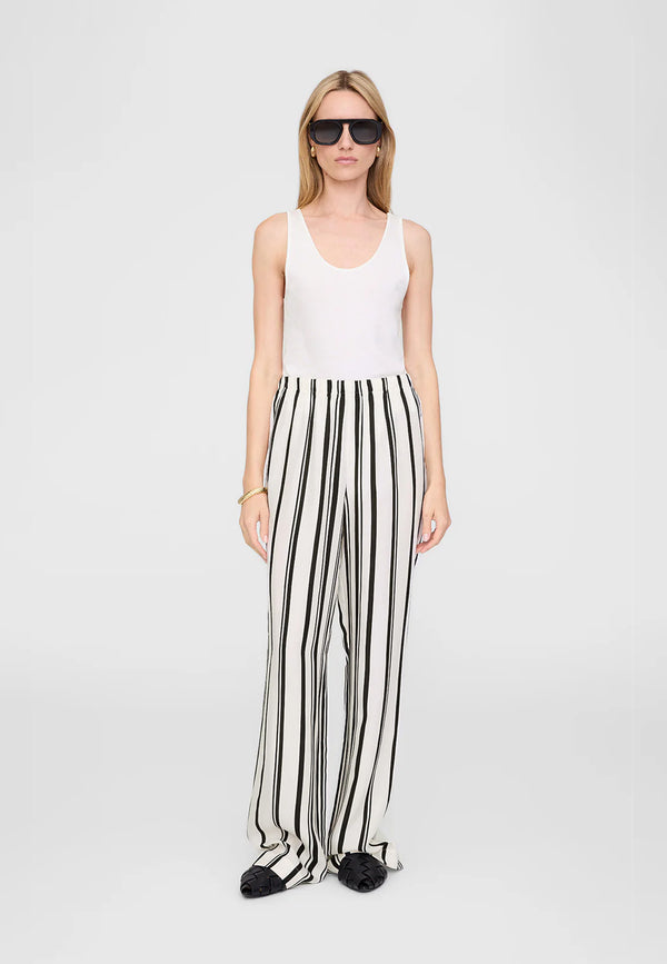 Elain Hose | Ivory and Black Monogram Stripe