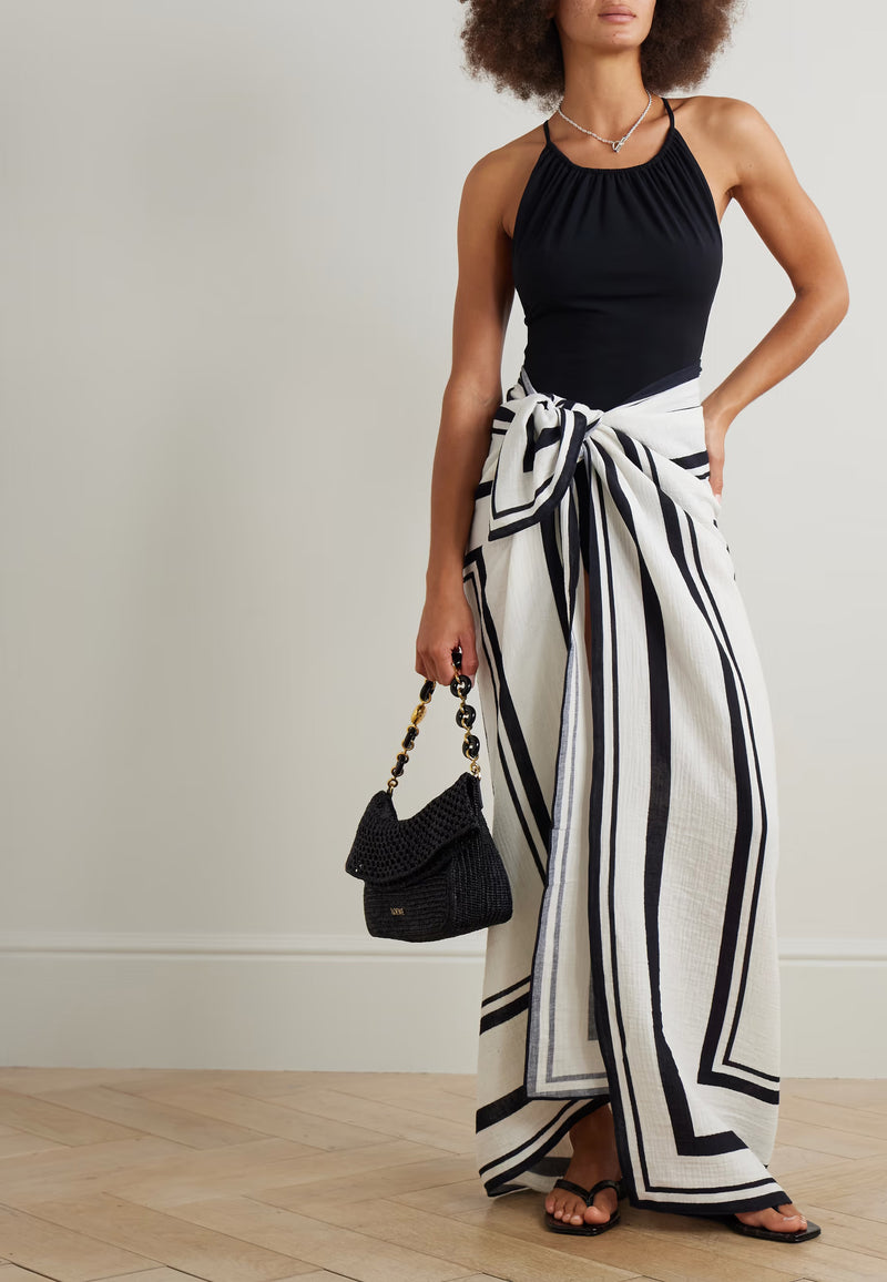 Eliza Sarong | Ivory and Black Monogram
