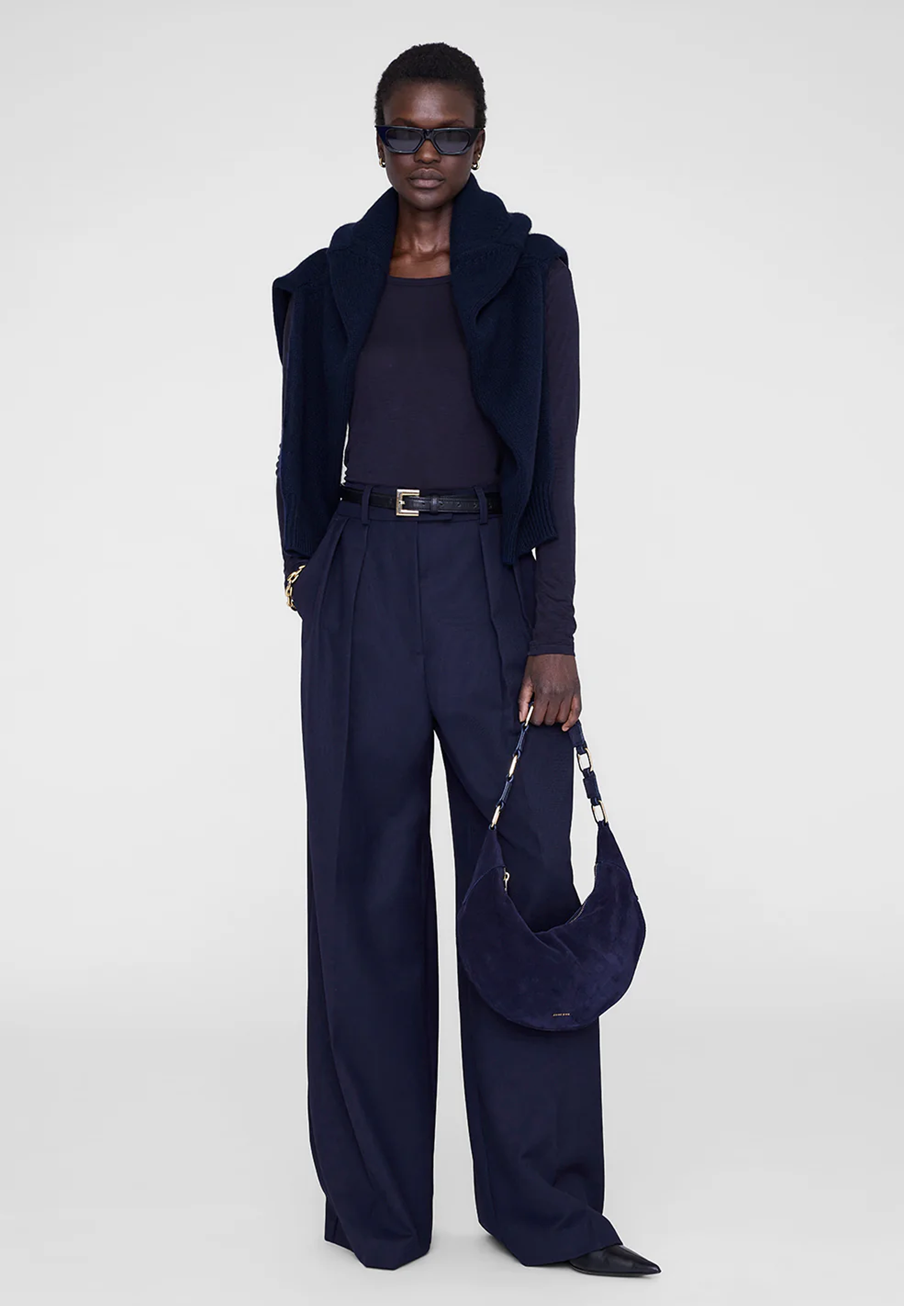 Kate Hobo Bag | Navy Suede